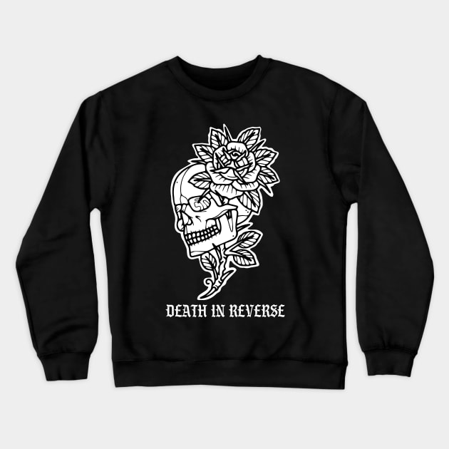 Skull with flowers Death In Reverse Tattoo Flash Crewneck Sweatshirt by thecamphillips